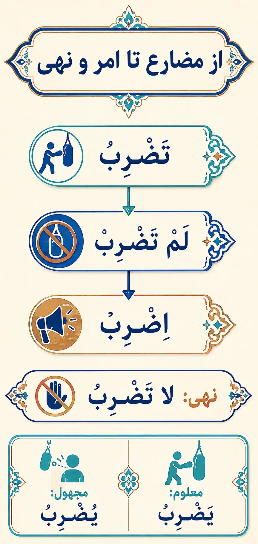 امر، نهی و حالت مجهول در باب ضَرَبَ