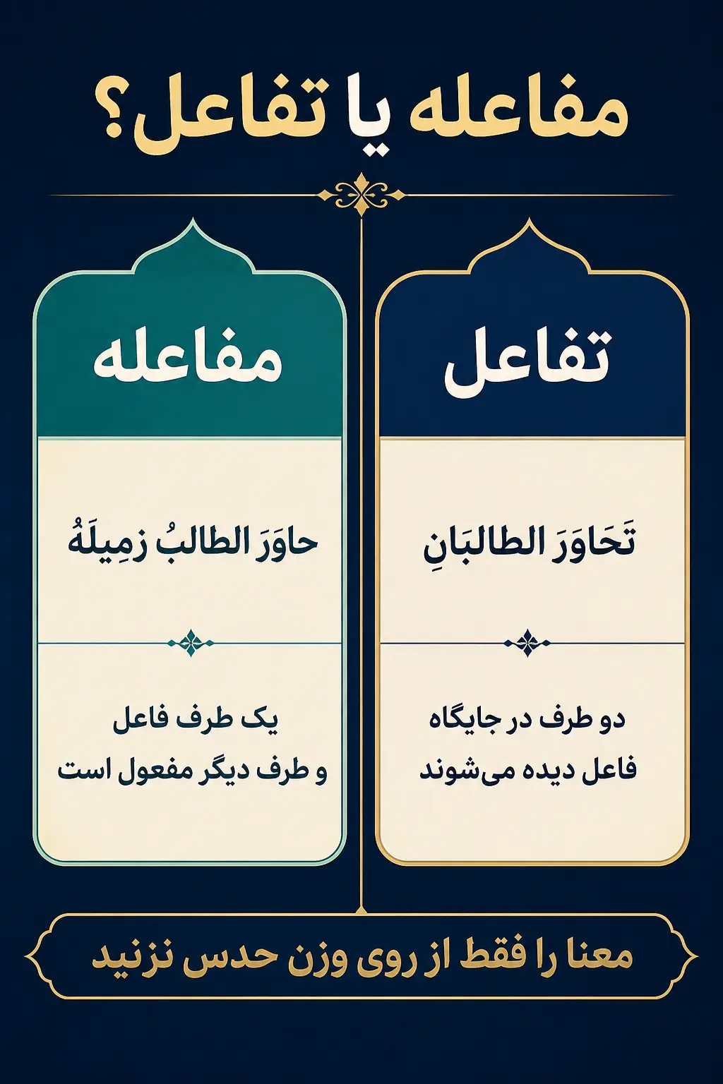 تفاوت باب مفاعله و باب تفاعل