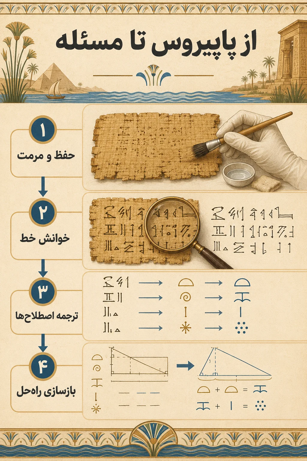 پاپیروس‌ها چه تصویری از محاسبه و آموزش می‌دهند؟