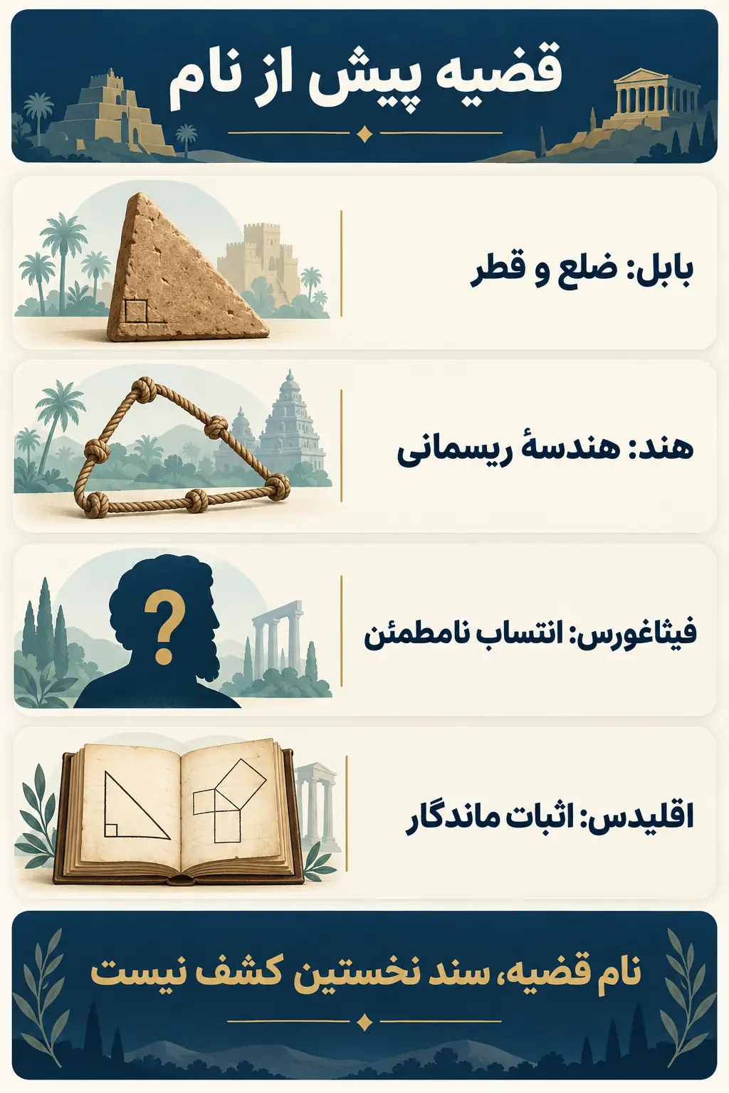 آیا فیثاغورس واقعاً قضیه فیثاغورس را کشف کرد؟