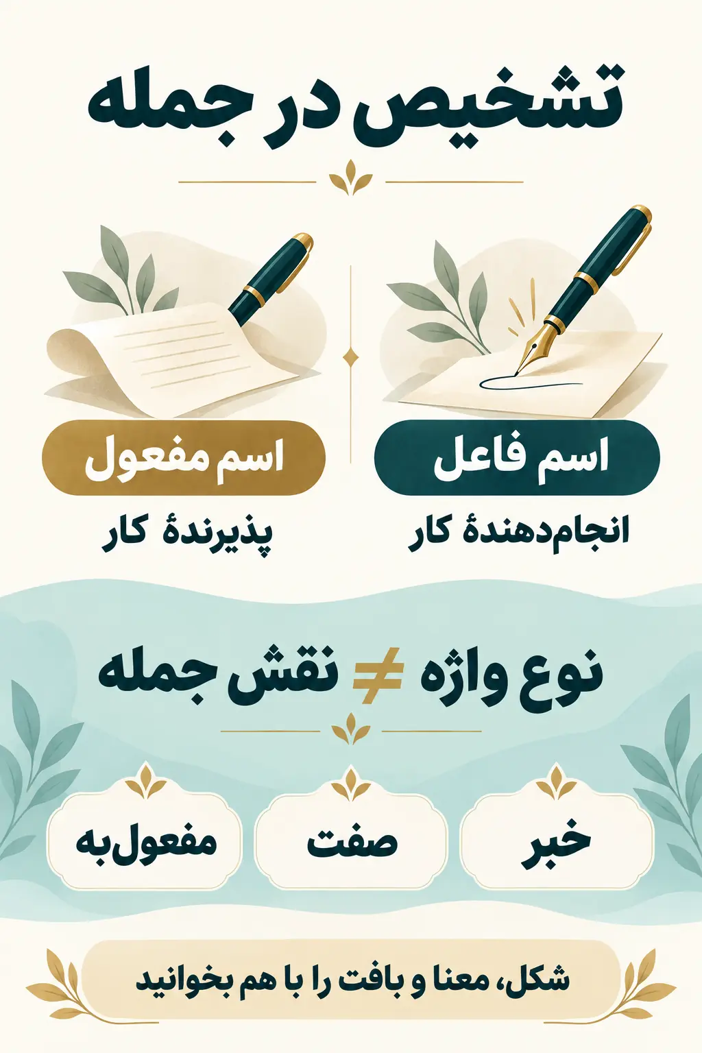تشخیص اسم مفعول در جمله و حل تمرین