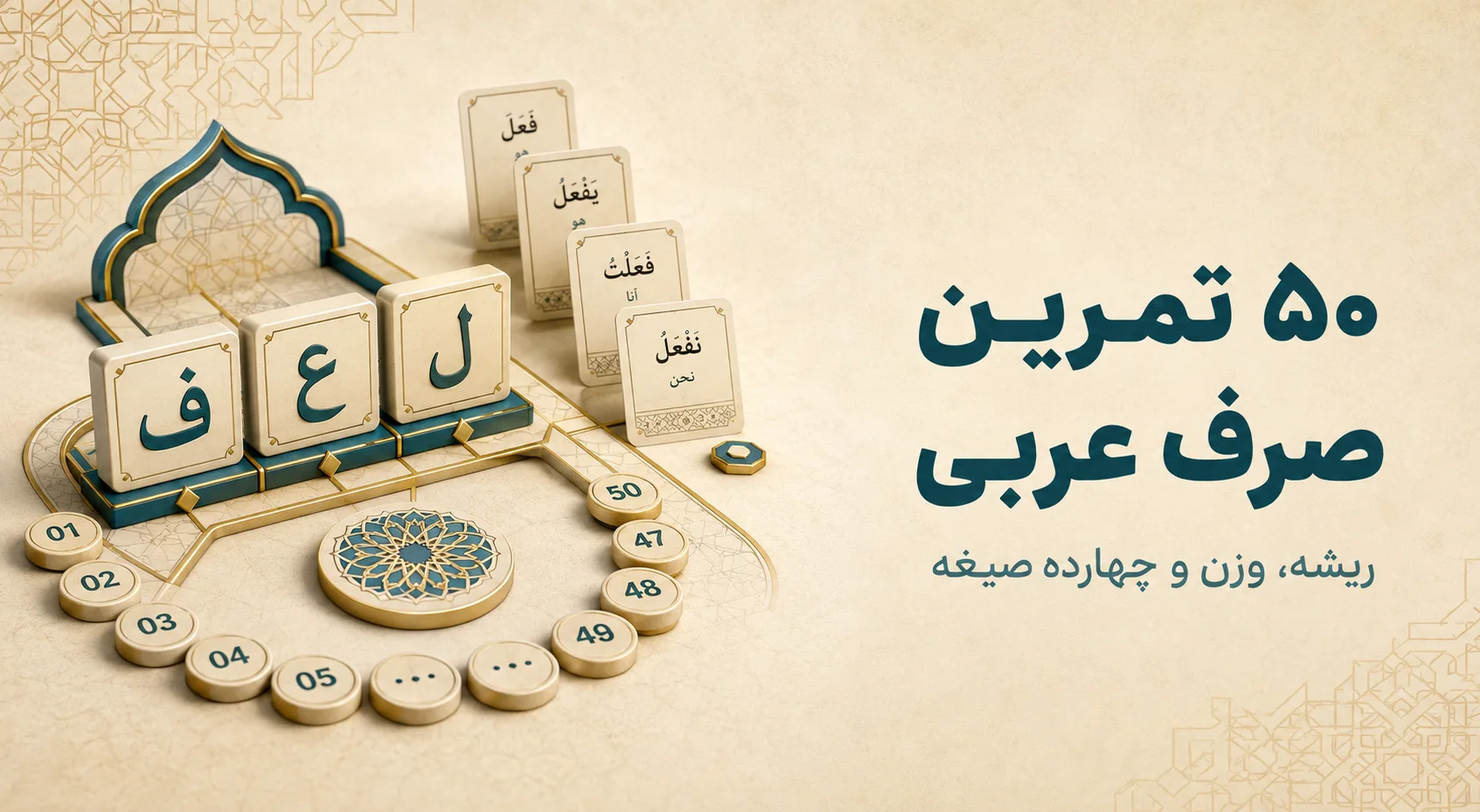 ۵۰ تمرین صرف مقدماتی با پاسخ تشریحی؛ ریشه، وزن و چهارده صیغه